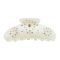 Elegant cellulose acetate hair claw clip with crystal flower clusters in pearly white - Iridescent White Champagne Rhinestone