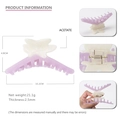 Elegante pinza para el pelo de mariposa en acetato lavanda y blanco con dimensiones y detalles - Hoja de Arce Blanca