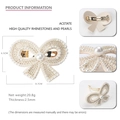 Pinza para pelo de lazo en acetato crema con perlas y strass 8,7cm accesorio elegante - Blanco Roto