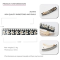 Barrette élégante en acétate noir avec fleurs en perles blanches et cristaux - Clips à ressort
