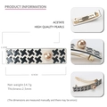 Fermaglio per capelli in acetato beige pied-de-poule con perla e clip in metallo oro - Clip a molla / Beige