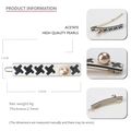 Fermaglio per capelli vintage in acetato con motivo pied de poule e perla champagne - Clip a scatto / Beige