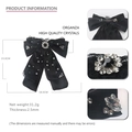 Barrette à cheveux nœud géant en organza noir ornée de cristaux luxueux et de rubans - Noir