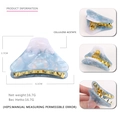 Haarklammer aus Celluloseacetat mit blauem Marmormuster und Mount Fuji Design Details - Mount-Fuji-Form / Fuji Blau