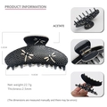 Detailed specs of 9cm acetate hair claw clip featuring elegant dragonfly and dot patterns - Large Dark Blue