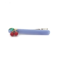 Barrette à cheveux cerise en acétate violet translucide avec pince crocodile en métal - Bleu