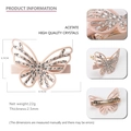 Pinza para el pelo de mariposa en acetato rosa con cristales y una anchura de 8,9 cm - Grande / Rosa