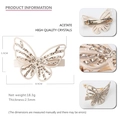 Pinza para el pelo mariposa de acetato crema con cristales champán y clip de metal - Grande / Beige