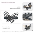 Pinza para el pelo de mariposa en acetato negro con cristales oscuros y cierre metal - Grande / Negro