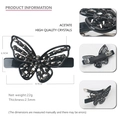 Elegant black acetate butterfly hair clip featuring grey crystals and spring closure - Medium / Black