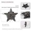 Barrette étoile en acétate avec strass noirs scintillants et pince crocodile en métal - Gris Argent