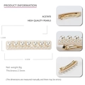Barrette à cheveux en acétate rose avec perles blanches et pince en métal doré - Blanc Cassé Clip 6cm