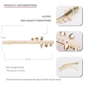 Barrette à cheveux élégante en acétate beige avec strass et pince à ressort dorée - Beige 10.6cm