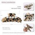 Pinza per capelli in acetato leopardato con perle bianche, misura 10,8 cm elegante - Molletta Tartarugata Chiara