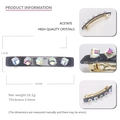 3D Crystal pixel hair clip in dark gray acetate with spring closure and dimension specs - 8.9 Spring Clip