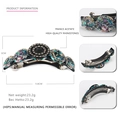 French acetate spring hair clip with premium rhinestones and colorful oil painting pattern - Emerald Green