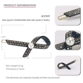 Elegante pinza de acetato negro con diamantes marrones y detalle de perla blanca - Negro