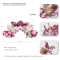 Haarklem van acetaat met roze en groen marmerpatroon en gouden veer, 10,6cm x 4,5cm - rozenroze