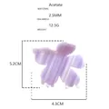Dettaglio della pinza per capelli a fiore in acetato a righe con misure del prodotto - Viola