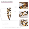 Hollow heart acetate headband in tortoiseshell pattern with detailed dimensions and weight - Hollow Heart Style