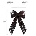 Detailed view of dark brown velvet bow hair clip with white pearls and shiny rhinestones - Dark Brown