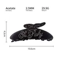 Specifiche dettagliate della pinza per capelli in acetato nero con scritte in strass - Stile So Picky (JY594) / Nero
