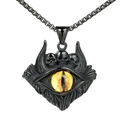 Gothic skull necklace with yellow evil eye pendant and black metal chain for aesthetic style - Black Yellow Eye (Pendant Only (Without Chain))