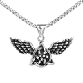Vintage roestvrijstalen ketting met engelenvleugels en Keltische knoop op een ketting - Staal Kleur Alleen Hanger (Zonder Ketting)