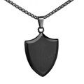 Collier avec pendentif bouclier noir minimaliste en acier inoxydable brossé mat - Pendentif uniquement / Noir