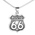 Collana vintage con ciondolo scudo Route 66 in acciaio inossidabile argento con catena box - Solo Ciondolo (Senza Catena) / Color Acciaio