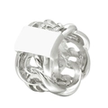 Men's stainless steel Cuban chain ring with a flat rectangular top in silver finish - US 7 / Steel
