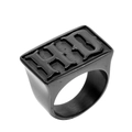 Anillo de sello para hombre en acero inoxidable negro mate con letras HD en relieve - US 8 / Negro
