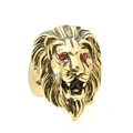 Vintage gouden leeuwenkop ring met gedetailleerde manen en rode edelsteen ogen voor heren - Goud Zwart