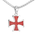 Vintage steel cross necklace with red enamel pendant and sturdy box chain link - Single Pendant (No Chain) / Pink