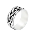 Bague Viking tressée vintage pour homme en acier titane avec finition argent oxydé - Acier