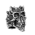 Retro gothic skull ring for men in vintage stainless steel with detailed devil carving - Steel