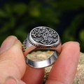 Anillo vikingo Árbol de la Vida para hombre en acero inoxidable con un diseño celta - Color acero