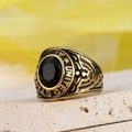 Men's US Army eagle ring with oval black gemstone in gold plated stainless steel - Size 7 / Gold Black Zirconia
