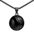 Colgante de baloncesto retro en acero inoxidable negro pulido con cadena de tipo box - Solo colgante / Negro