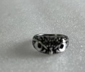 Anello gufo retrò con finitura antica e dettagli piumati su metallo colore argento - Taglia 7 / Base Acciaio Occhio Bianco