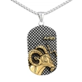 Collar Aries vintage de plata con relieve dorado y colgante rectangular de acero - Colgante Aries