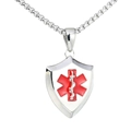 Gepolijste zilveren schildhanger met rood medisch Star of Life-symbool - Staal Kleur