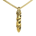Men's gold stainless steel chain with cylindrical relief carved dagger pendant - Pendant Only Gold Color (Without Chain) (XD791) / Gold