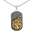 Collar vintage de acero inoxidable con colgante del signo Leo y cabeza de león dorada 3D - Colgante Leo