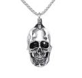 Punk style silver skull pendant necklace with black gemstone eyes and metal chain - Silver Color Pendant Only (No Chain)