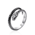 Retro stainless steel snake ring for men featuring detailed scales and antique silver finish - Steel