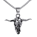 Retro bull skull pendant necklace in antique silver finish with a durable box chain - Bull Skull Pendant Only (Without Chain)