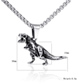 Dettaglio del ciondolo Tyrannosaurus Rex con lunghezza 38mm e catena a scatolina - Pendente Piccolo