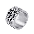 Men's vintage stainless steel dragon totem ring with embossed silver gray relief design - US 7 / Steel