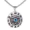 Collier en acier inoxydable Oeil d'Horus avec perle bleue et pendentif rond - Pendentif Seul (Sans Chaîne) / Acier